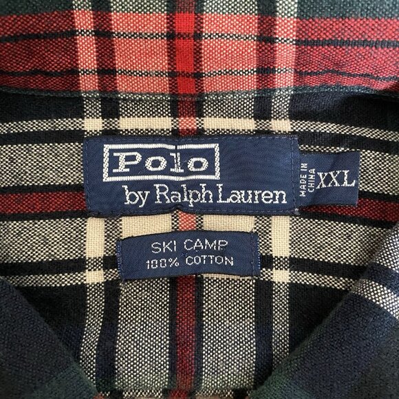 Vintage Polo Ralph Lauren Ski Camp Loop Shirt Men's XXL Red Tartan Plaid Flannel - Picture 12 of 16